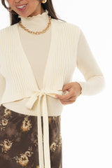 Ivory Tie Knit Overlay Top