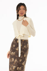 Ivory Tie Knit Overlay Top