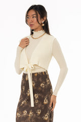 Ivory Tie Knit Overlay Top