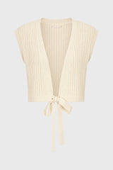 Ivory Tie Knit Overlay Top