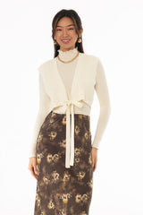 Ivory Tie Knit Overlay Top