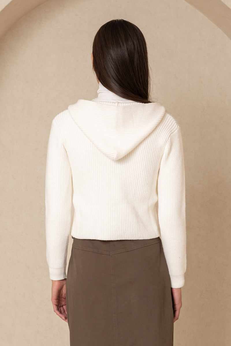 White Double Zipper Sweater