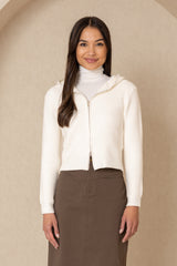 White Double Zipper Sweater