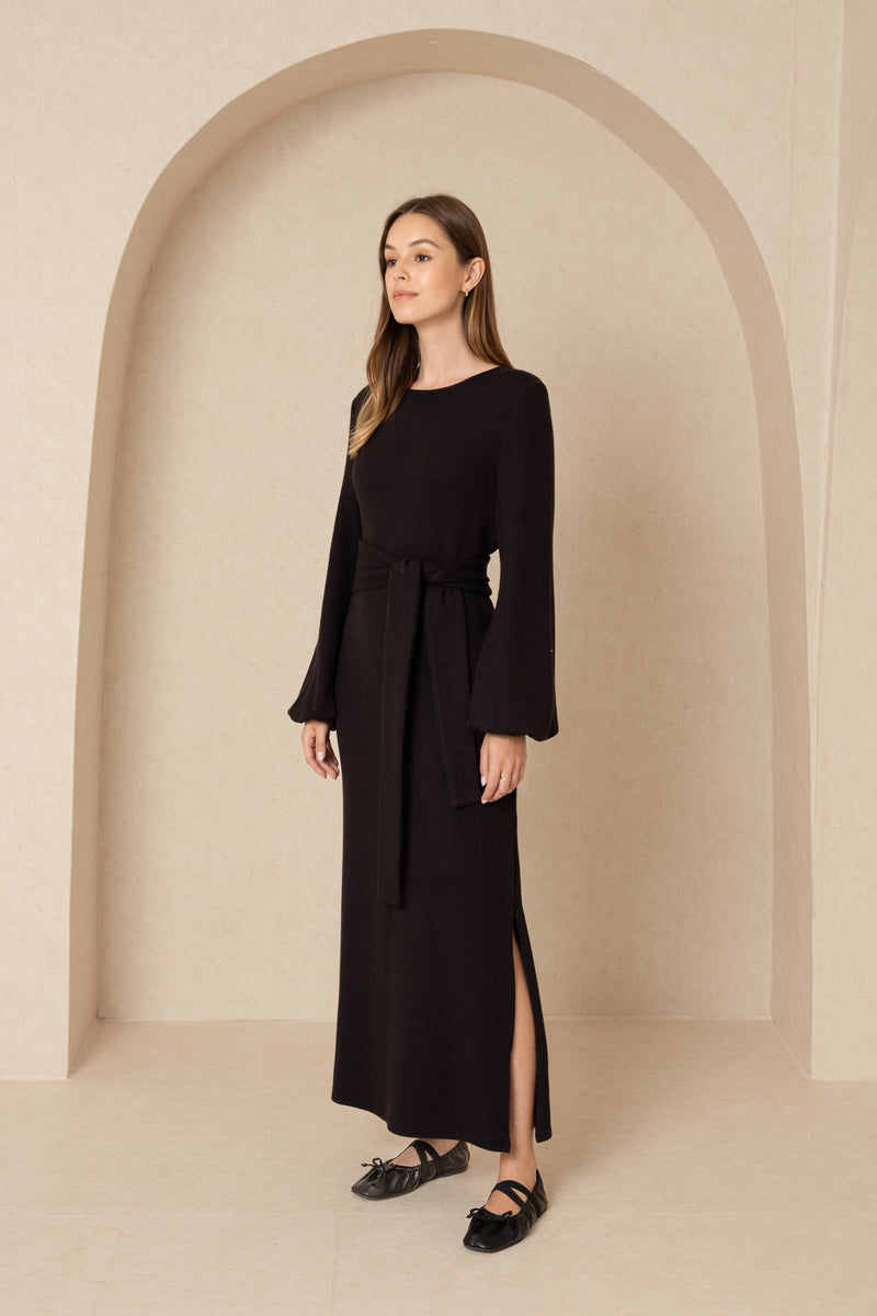 Black Knit Tie Maxi