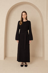 Black Knit Tie Maxi