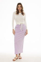 Lavender Basic Stretch Cotton Maxi Skirt