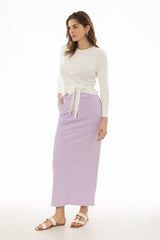 Lavender Basic Stretch Cotton Maxi Skirt