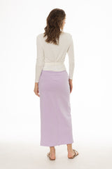 Lavender Basic Stretch Cotton Maxi Skirt