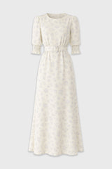 Lavender Belted Printed Floral Maxi Dress