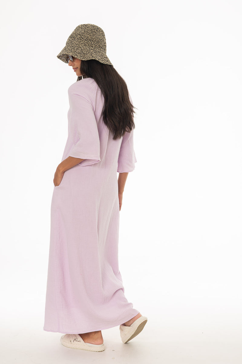 lavender flare dress Lavender Sheer Heart Dot Mesh A-Line Dress with Puff Sleeves Lavender / Tea Length / Custom Size