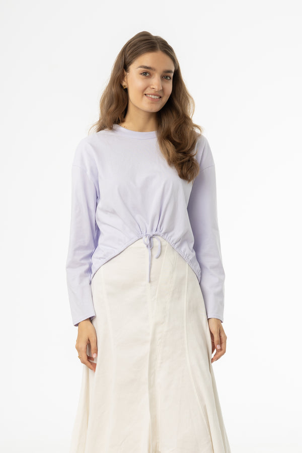Lavender High Low Drawstring Tee