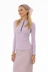 Lavender Ribbed Zipper Top