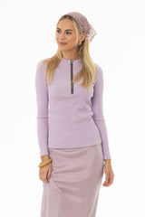 Lavender Ribbed Zipper Top