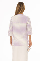 Lavender Striped Contrast T-Shirt