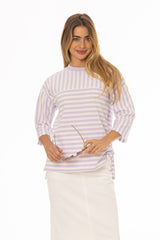 Lavender Striped Contrast T-Shirt