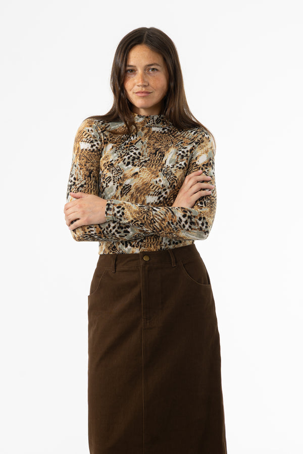 Leopard Mock Neck Top