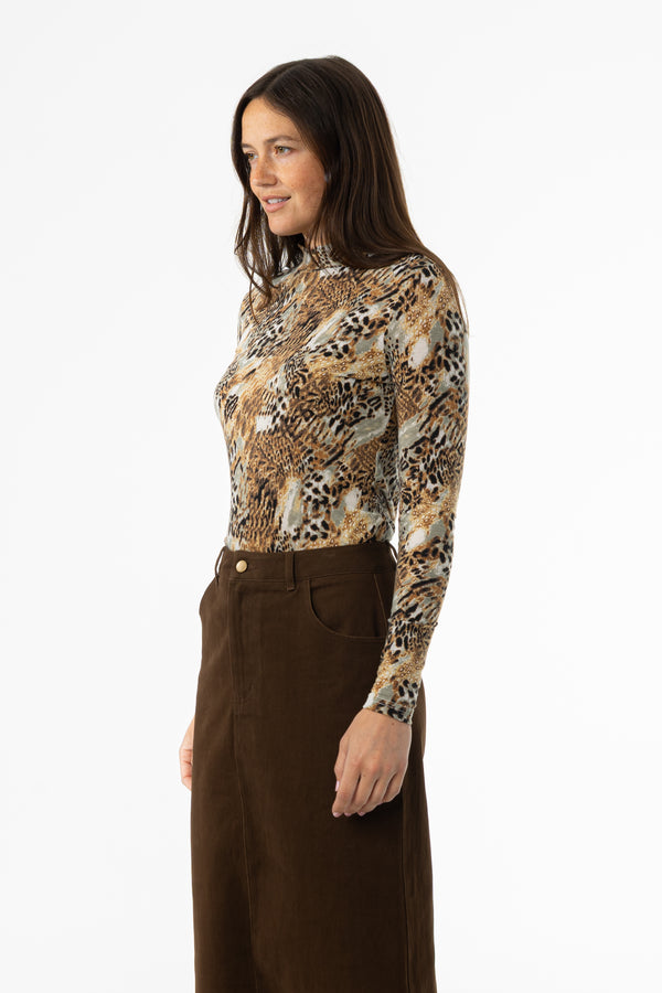 Leopard Mock Neck Top
