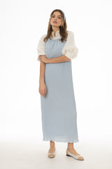 Light Blue Accordion Pleat Maxi Jumper