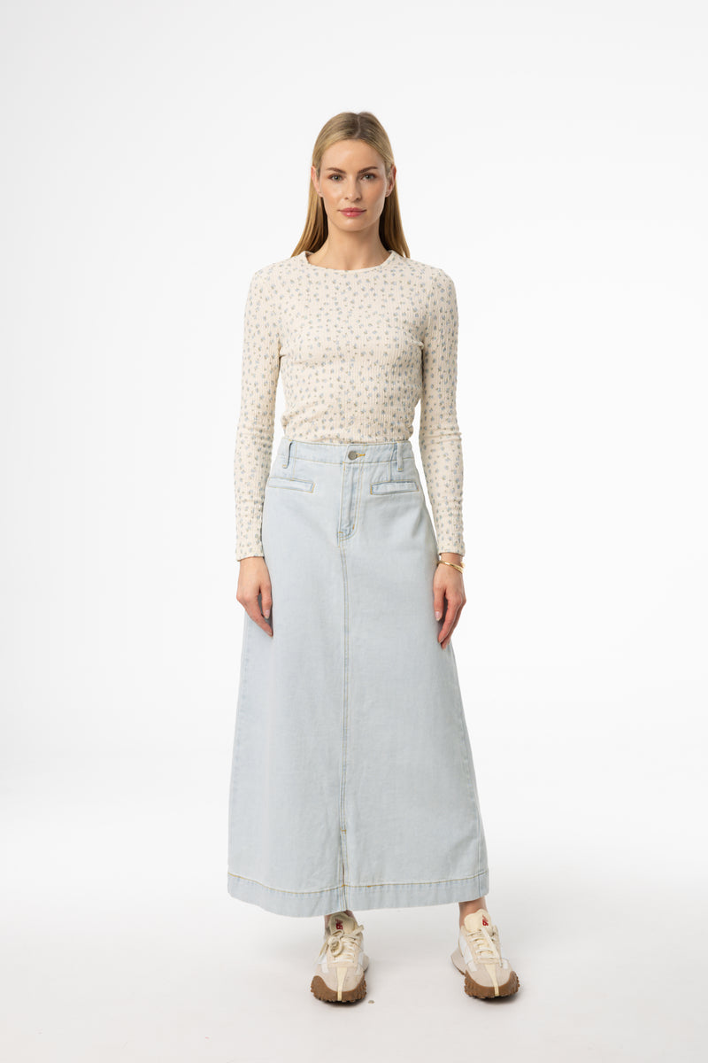 Light Blue Basic Denim Skirt