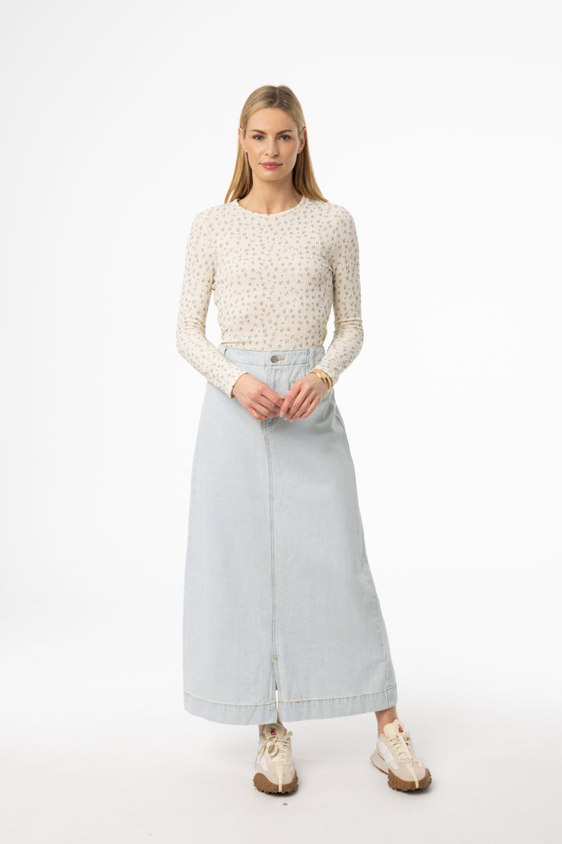 Light Blue Basic Denim Skirt