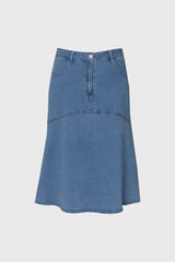 Light Blue Denim Flare Skirt