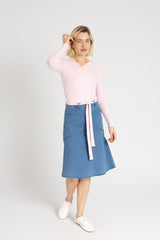 Light Blue Denim Flare Skirt