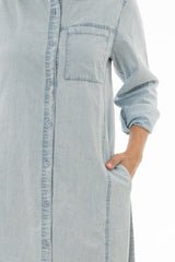 Light Blue Denim Pocket Maxi Dress