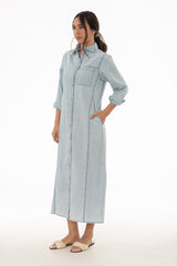 Light Blue Denim Pocket Maxi Dress