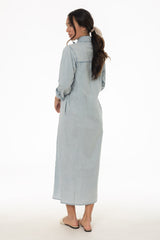 Light Blue Denim Pocket Maxi Dress
