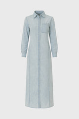 Light Blue Denim Pocket Maxi Dress