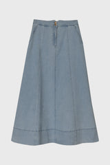 Light Blue Double Button A-Line Maxi Skirt