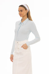 Light Blue Drawstring Polo T-Shirt