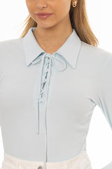 Light Blue Drawstring Polo T-Shirt