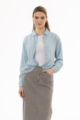 Light Blue Feather Soft Blouse
