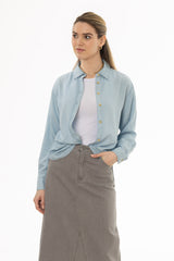 Light Blue Feather Soft Blouse