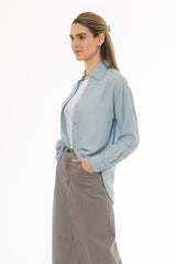 Light Blue Feather Soft Blouse