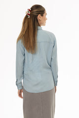 Light Blue Feather Soft Blouse
