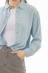 Light Blue Feather Soft Blouse