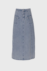 Light Blue French Seam Denim Skirt