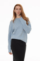 Light Blue Oversized Knit Sweater Top