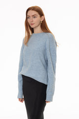 Light Blue Oversized Knit Sweater Top
