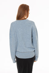 Light Blue Oversized Knit Sweater Top
