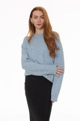 Light Blue Oversized Knit Sweater Top