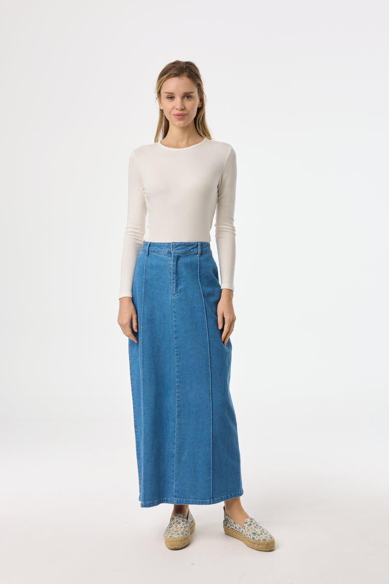 Light Blue Pencil Denim Skirt