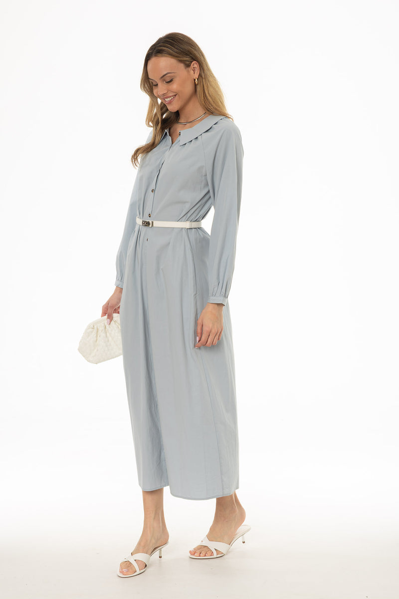 Light Blue Peter Pan Collar Shirt Dress – BLANK