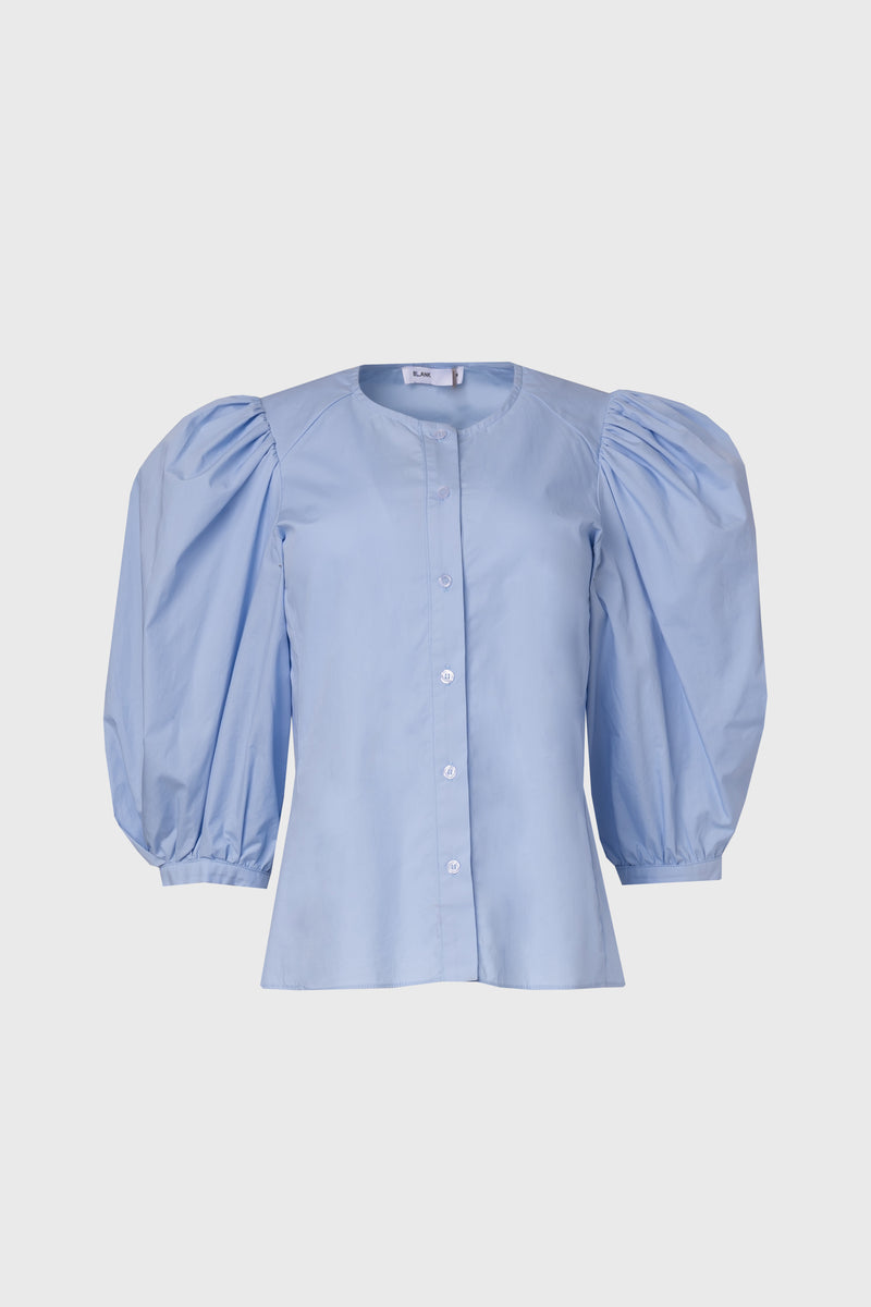 Light Blue Puff Sleeve Blouse