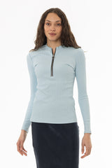 Light Blue Ribbed Zipper Top