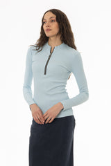 Light Blue Ribbed Zipper Top