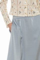 Light Blue Silk Feel Flare Maxi Skirt