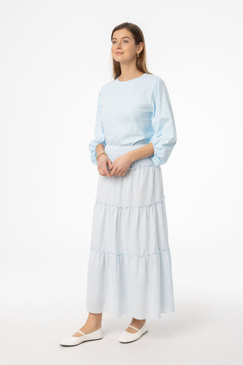 Light Blue Striped Maxi Skirt BLANK Light Blue Striped Maxi Skirt BLANK